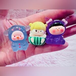 Charming Trio of Character Dolls - Blue, Yellow, Purple